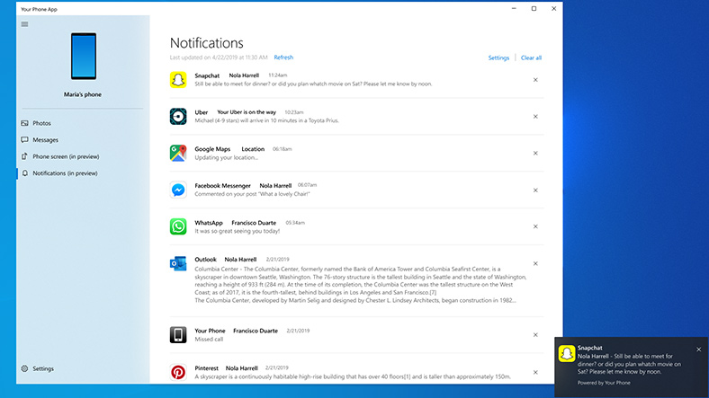 Windows 10 Your Phone