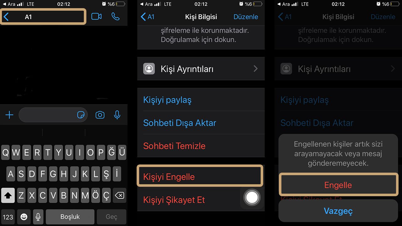 whatsapp kullanıcı engelleme