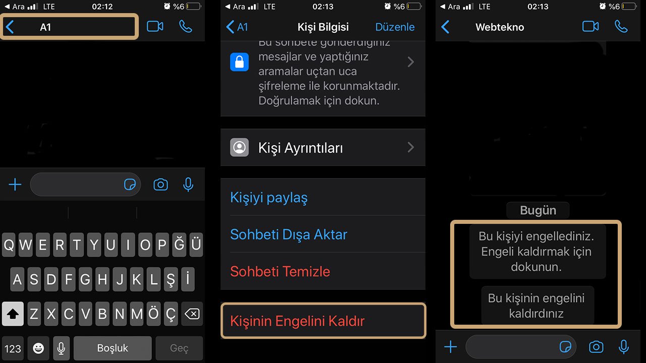 whatsapp kullanıcı engeli kaldırma