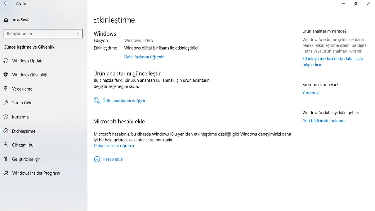 windows etkinleştirme