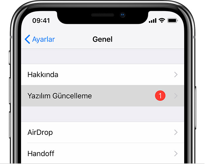 iphone yazılım güncelleme
