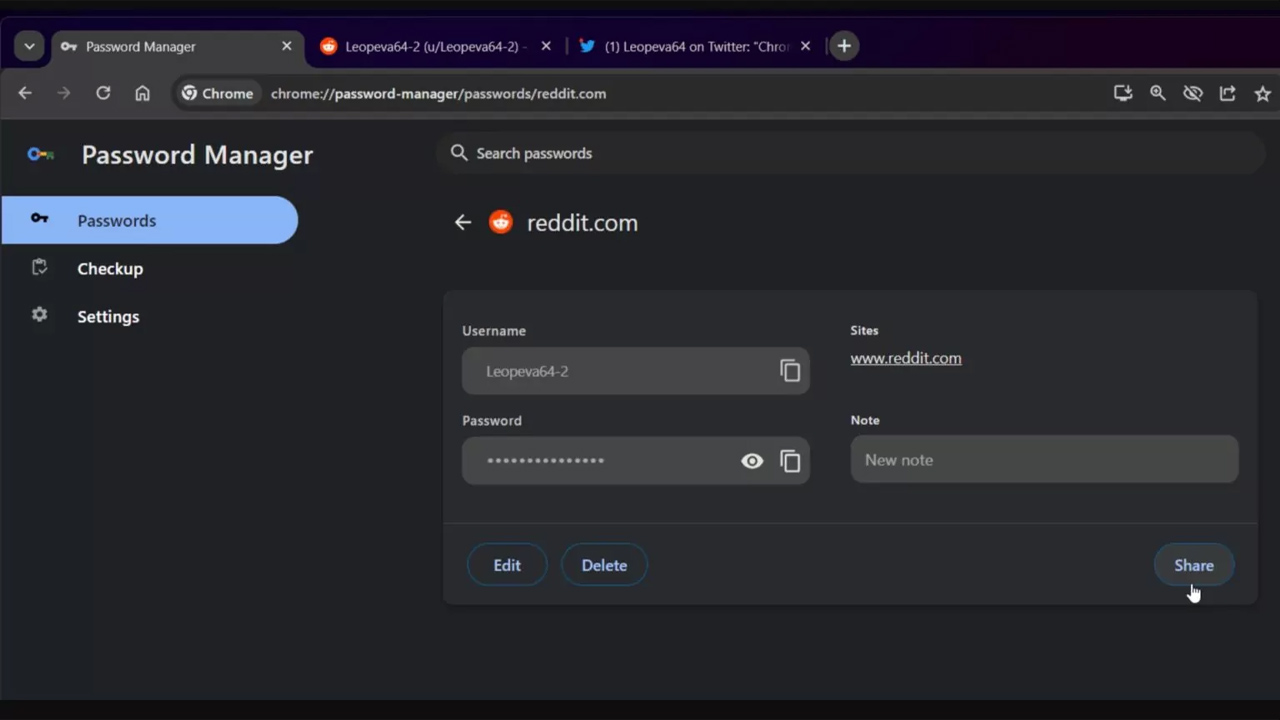 Google Chrome şifre paylaşımı