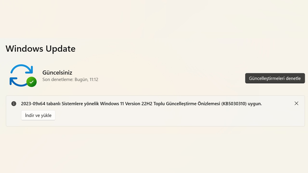 windows güncelleme